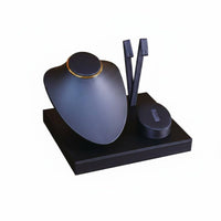 Necklace Earring Display Bust Faux Leather Finish Mannequin Bust Multi-Component Set Rings Display Stand for Countertop