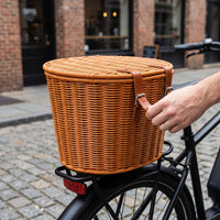 Electric Bicycle Rear Basket with Lid for Helmet Storage and Shopping