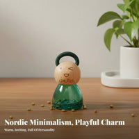 Gold Bean Storage Bottle Miniature Size Wooden Lid Mini Jar Cute Doll Figure Bottle House Decoration for Desktop, Shelf Display