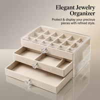 Earring Holder Organizer with Drawers, Velvet Lined Multi Layer Acrylic Storage, Jewelry Gift Box for Earrings and Necklaces, for Women