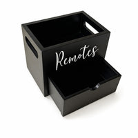 Remote Organizer with Drawer Rectangular Remote Control Holder with Drawer Multifunctional Wooden Organizer for Bedside Table