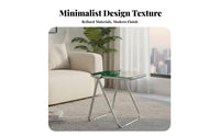 Transparent Design Foldable C-Shaped Tray Table Space-Saving C-Shaped Snack Table Portable Household Furniture Built-in Magazine Holder for Homeowners, Apartment Dwellers, Students, Balcony, Living Room, Small Spaces, Home Office