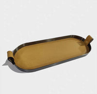 Modern Minimalist Woven Leather Metal Oval Tray