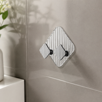 Double Self-Adhesive Hook for Bathroom, Plastic, Transparent-White