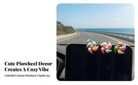 Mini Car Pinwheel Cute Design Colorful Car Windmill Easy to Install Twirling Flower for Drivers, Young Adults, Office Desk