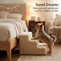 Dog Steps for Bed and Sofa with Non-Slip Surface for Small Portable Pet Stairs with Sturdy Frame and Soft Fleece Cover, Washable