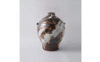 Ceramic Vase with Lug Handles Distressed Rustic Minimalist Ceramic Vessel Handhand-Painted Bedroom Decoration for Decorators, Guesthouse