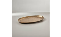 Oval Aluminum Tray Low-Profile Decorative Metal Tray Versatile for Tabletop Organization, Coffee Table, Tea Service