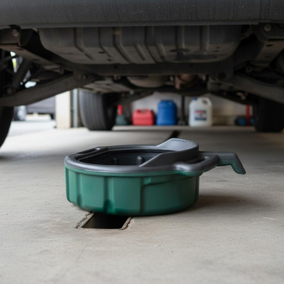 Oil Drain Pan Large Capacity Waste Oil Collector Heavy-Duty Construction Low Profile Drain Pan for Mechanics, Car Maintenance, Auto Repair Shop