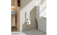 Toilet Brush with Holder Wall-Attached Toilet Brush Mounting without Holes Cleaner for Renters, Lavatory, Small Bathrooms
