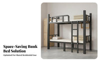Dormitory Bunk Bed High Load Capacity Metal Frame Bunk Bed Space Saving Bedroom Furniture for Students, Adults, Construction Site Dorm, School, Hostel