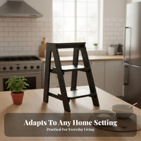 Nordic Design Two-Step Ladder Stool Multi-Functional Household Furniture Sturdy Build Space-Saving for Homeowners, Seniors, Parents, Kitchen, Dining Room, Home Bar, Office