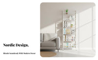 Space-Saving Narrow Unrestricted Standing Bookcase Slim Design Multi-Tier Unrestricted Standing Rack Minimalist Design Shelf Unit Versatile Use for Apartment Dwellers, Decor Enthusiasts, Small Areas, Behind Doors, Study Room, Bedroom