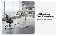Sturdy Steel Frame Adjustable Drawing Table Multi-Purpose Tilting Drafting Table Height Adjustable Craft Station for Designers, Architects, Hobbyists, Classroom, School, Workshop, Office