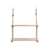 Rope-Hung board Shelf Rustic aesthetic Rope hanginging storage area Saving for Living Room