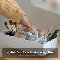 Desktop Storage Organizer with Handle Removable Dividers Portable Makeup