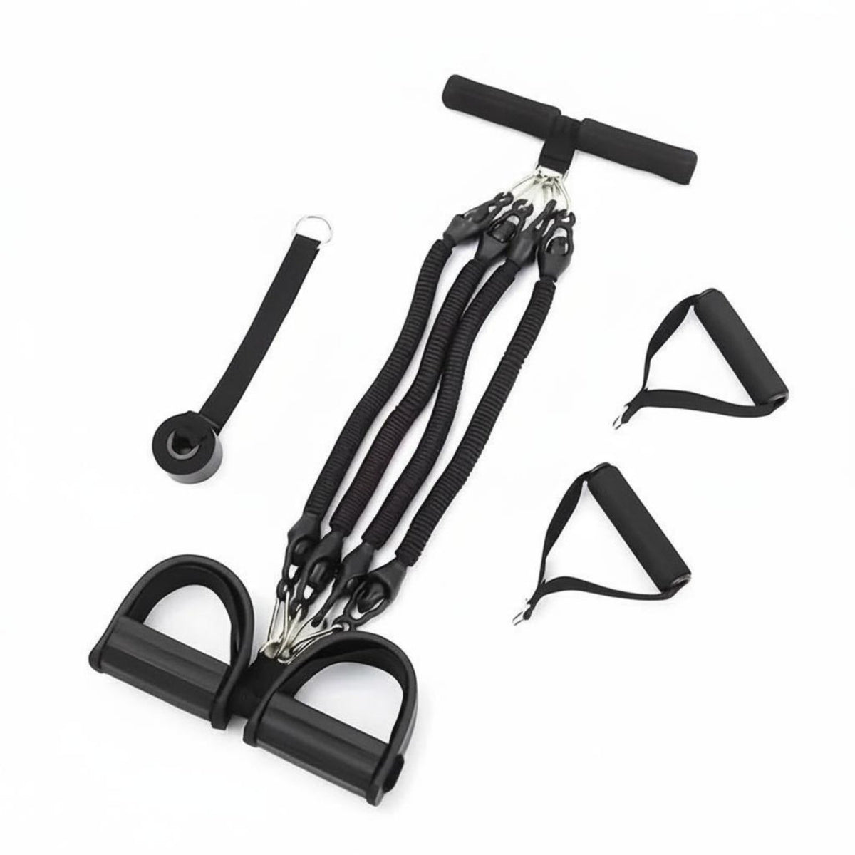 Foot Pedal Pull Rope Multi-Functional 4 Tube Pedal Exerciser Multifunctional Sit up Core Sculpting Tool for Beginners