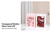 10 Pieces Flower Bouquet Bag Convenient Handles Clear Window Gift Bag Elegant Design Florist Bouquet Carrier for Valentine's Day, Weddings, Birthdays