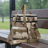 Double Compartment Chiller Bag Adjustable Shoulder Strap Outdoor Bag Large Insulated Chiller Tote Multiple Pockets for Campers
