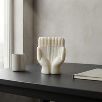 Carved Finger Details Resin Hand Decor Polished Sculpted Hand Statue White Resin Display Piece for Desk, Living Room, Entryway