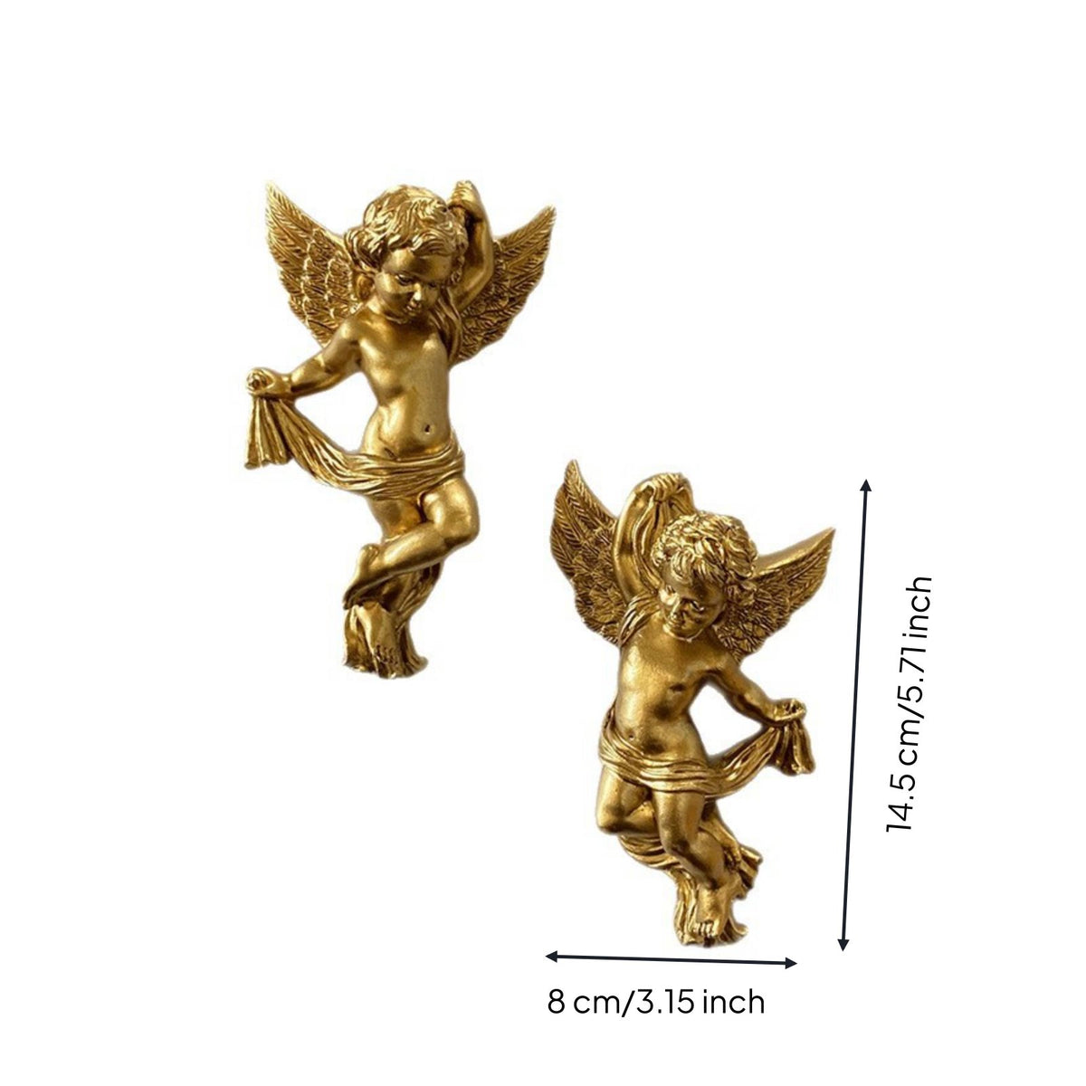 2 Pieces European Design Angel Wall Decor Polyresin Resin Angel Hanging Decor 3D Relief Design Cherub Figurine Home Accent for Living Room, Entryway