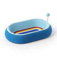 Woven Cat Scratcher Lounge Bed Long-Lasting Cat Scratching Lounge Round Oval for Cats, Kittens