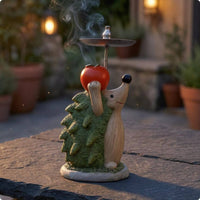 Hedgehog Incense Holder Hand-Painted Garden Incense Ornament Hedgehog Ash Tray Textured Cartoon Style for Courtyard, Outdoor