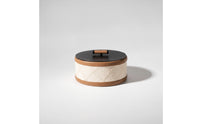 Round Storage Box with Handle Decorative Lidded Storage Box Small Desktop Organizer for Bedside Table