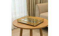 Mirrored Glass Tray Decorative Mirrored Vanity Organizer Sophisticated Tray with Metal Frame for Dresser