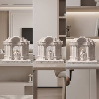 Stone-Like Aquarium Ornament with Angel Decorative Miniature Roman Temple Safe Pavilion Model Ancient for Desk, Bookshelf