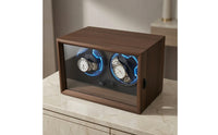 Double Two-Slot Watch Winder Wood-Grain Watch Winder Box Quiet Silent for Nightstand