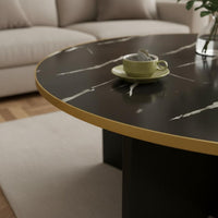 Round Coffee Table Minimalist Design Modern Circular Table Rounded Edges Home Furniture for Small Areas, Bedroom, Living Room