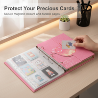 Pink Apple Shaped A5 Photocard Binder with Magnetic Closure, 4-Pocket Pages for Kpop Photocards