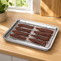Stainless Steel Meat Drying Rack with Mesh Tray for Butcher Shops and Home Use