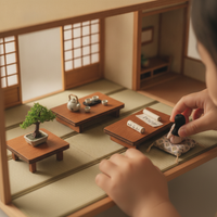 Japanese Style Dollhouse Miniature Wooden Coffee Table Model Ornament
