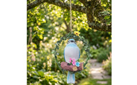 Flower Accents Bird Wreath Ornament Painted Floral Bird Ornament Wood Textured Hanging Hummingbird Decorative for Home, Balcony, Courtyard