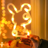 Easter Bunny Light Cute Shape Hanging Indoor Lighting Festive Atmosphere Light for Window, Shop Owners, Families, Bedroom