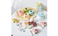 Role Playing Pretend Afternoon Tea Set Polished Edges Kids Afternoon Tea Toy Water-Based Paint Kids Wooden Food Toy for Preschoolers