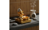 Resin Craft Thai Ganesha Tealight Holder Spiritual Gift Ganesha Candle Holder Zen Decor Religious Figurine Gold Finish for Altar