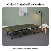Side Pocket Adjustable Camping Bed Foldable Folding Recliner Cot Bed