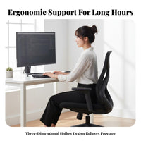 360-Degree Swivel Ergonomic Mesh Back Chair Adjustable Support Ergonomic Rolling Chair Thick Padded Cushion Office Furniture Rocking Function for Students, Telecommuting Workers, Gamers, Study Room, Workstation, Bedroom
