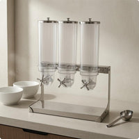 Countertop Grain Dispenser Stainless Steel and Dry Food Dispenser Clear Containers Kitchen Storage