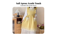Korean Design Princess Apron Tie-Less Design Lace Trim Pinafore Apron Lightweight Work Smock for Florists, Artists, Flower Shop, Cooking, Art Studio
