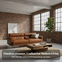 Brown Leather Loveseat Oil-Waxed Finish 2-Seater Couch Vintage Design Sofa for Apartment Dwellers, Homeowners, Lounge Area, Bedroom, Office