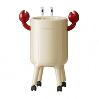 Compact Rolling Trash Bin Wheeled Covered Trash Bin Rounded Cylindrical Waste Basket Glossy
