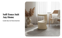 Wabi-Sabi aesthetic Round Pedestal Table Japanese Inspired Nightstand Cream Colored Household Furniture Minimalist Design for Apartment Dwellers, Homeowners, Students, Living Room, Bedroom, Small Spaces, comfortable nooks