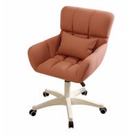 Adjustable Height Upholstered Rolling Chair Ergonomic Design Upholstered Rolling Armchair Modern Design Swivel Seat Space-Saving for Students, Home Workers, Adults, Dorm Room, Study, Bedroom