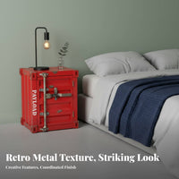 utilitarian aesthetic Shipping Container Nightstand Lockable Bedside Nightstand Creative Design Small Cabinet space-saving for Students, Young Adults, Homeowners, Bedroom, Dorm Room, Office