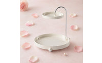 Glossy Finish 2-Tier Tray Rack Raised Edges Bird-Shaped Rack Round Trays Tabletop Organizer Curved Metal for Display