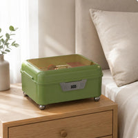 Clear Tinted Lid Jewelry Lock Box Rectangular Combination Lock Box Rounded Corners Lockbox Small Feet